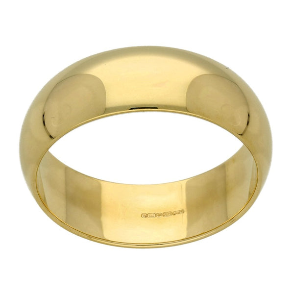 9ct Yellow Gold 8mm D Shape Wedding Ring - Size Y - 9.4g