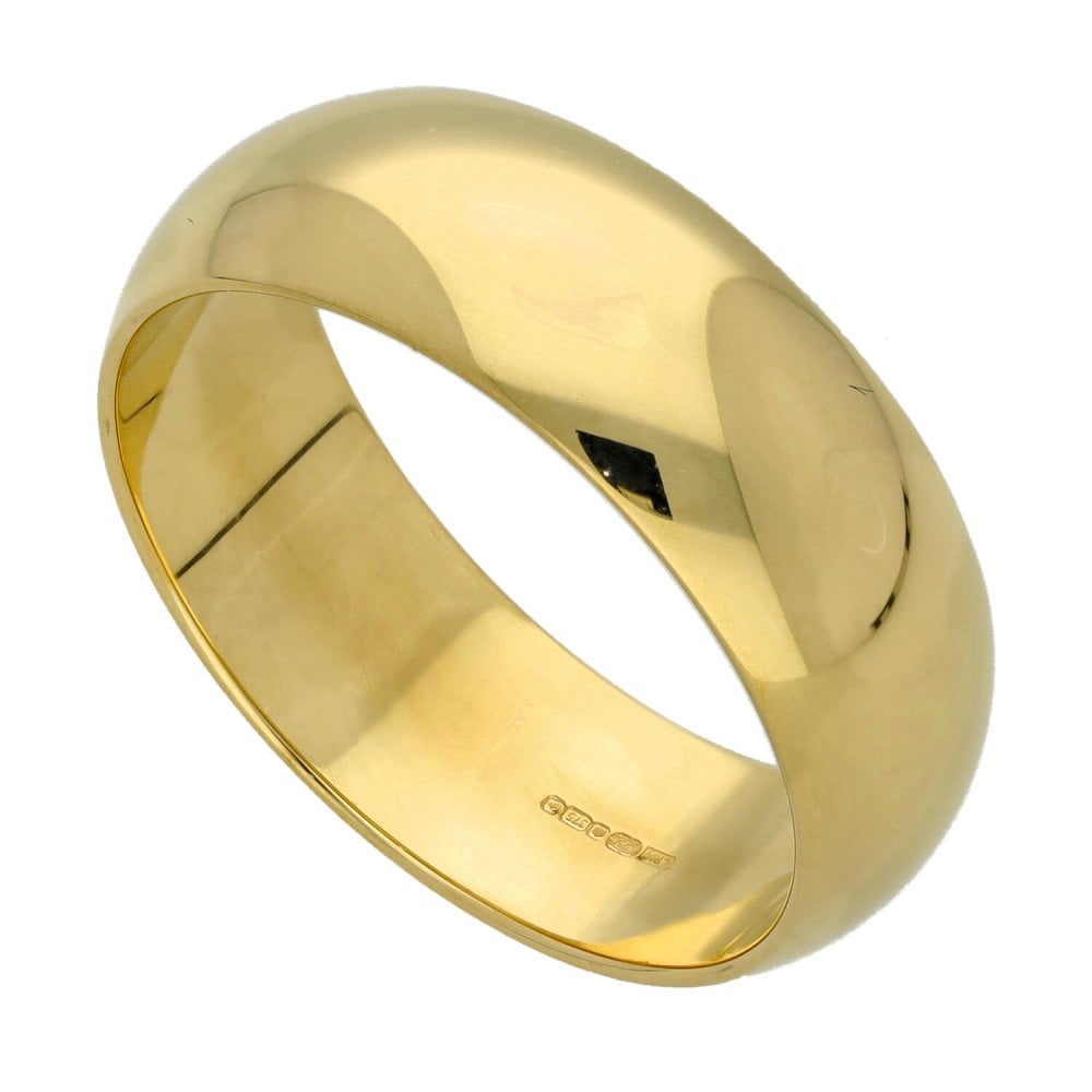 9ct Yellow Gold 8mm D Shape Wedding Ring - Size Y - 9.4g