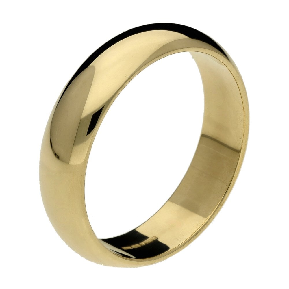 9ct Yellow Gold 6mm D Shape Wedding Ring - Size X - 7.0g