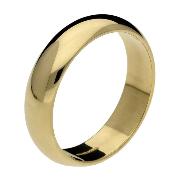 9ct Yellow Gold 6mm D Shape Wedding Ring - Size X - 7.0g