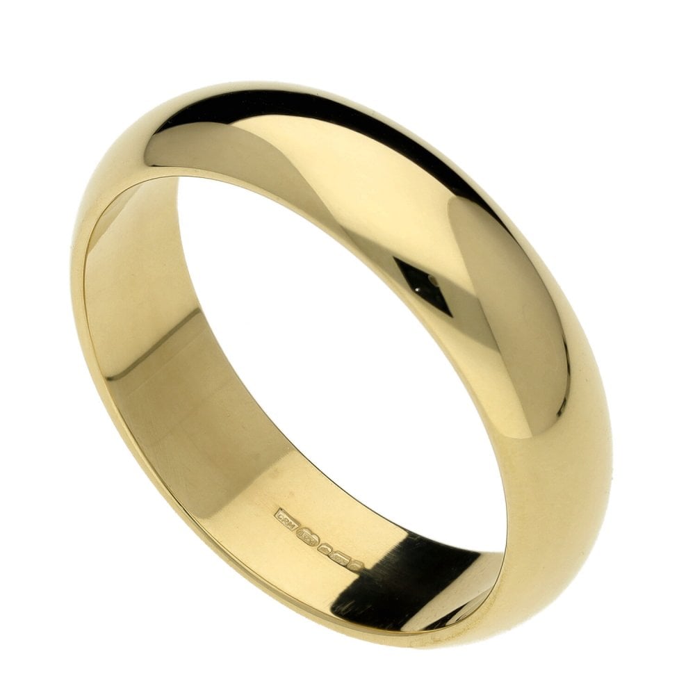 9ct Yellow Gold 6mm D Shape Wedding Ring - Size X - 7.0g