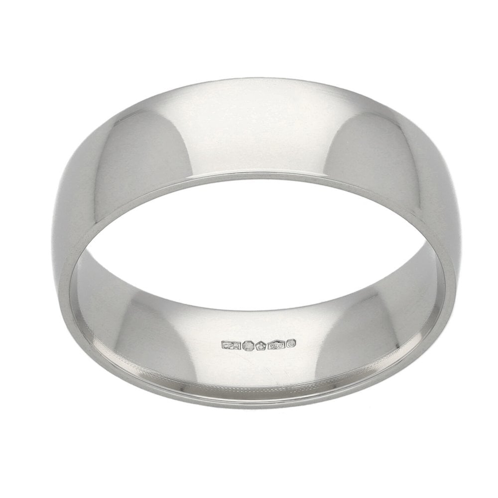 Platinum 6mm Court Shape Wedding Ring - Size Q - 8.2g