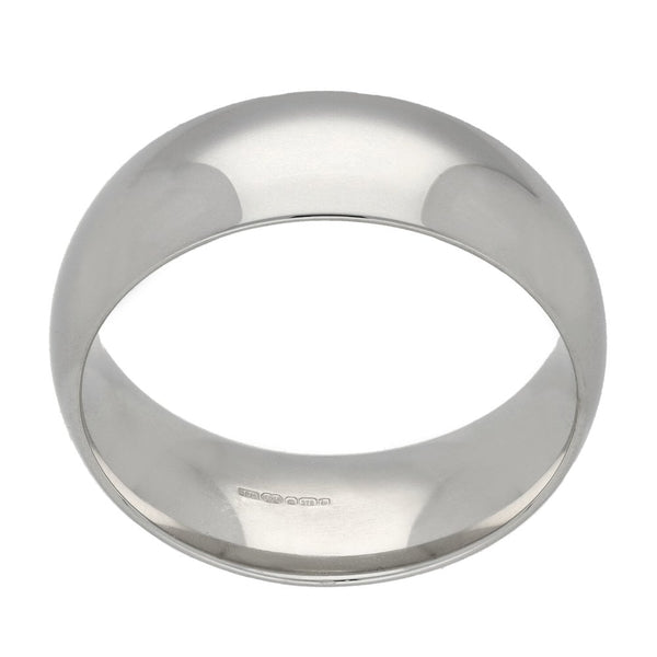 9ct White Gold 8mm Court Shape Wedding Ring - Size W - 11.0g