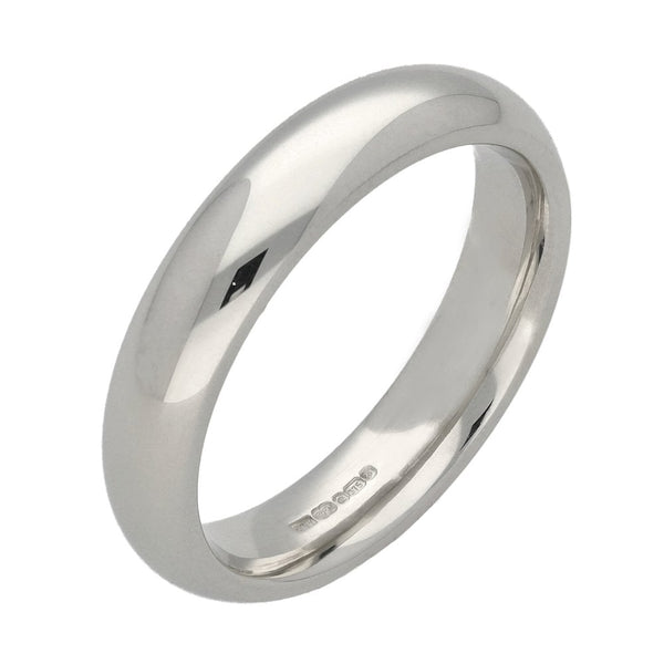 9ct White Gold 4mm Court Shape Wedding Ring - Size M - 5.2g
