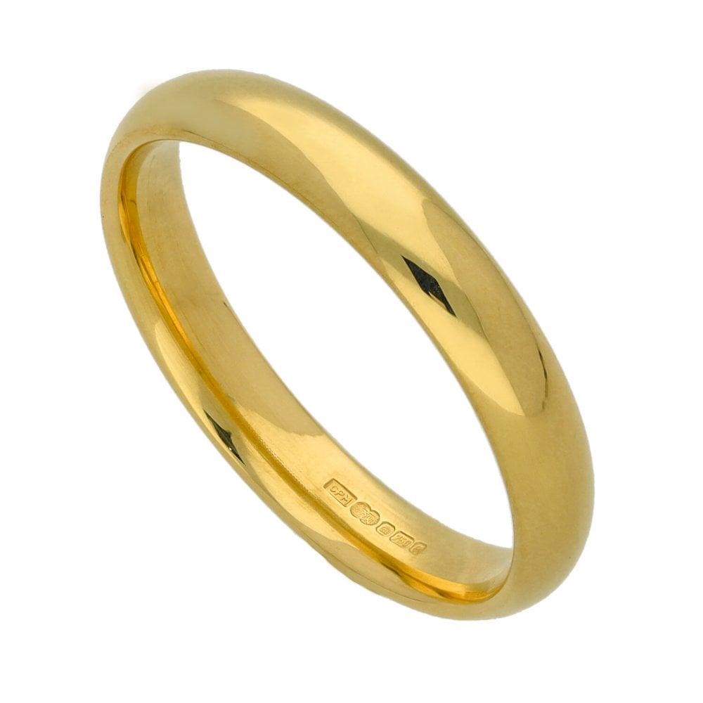 18ct Yellow Gold 3mm Court Shape Wedding Ring - Size M - 3.5g