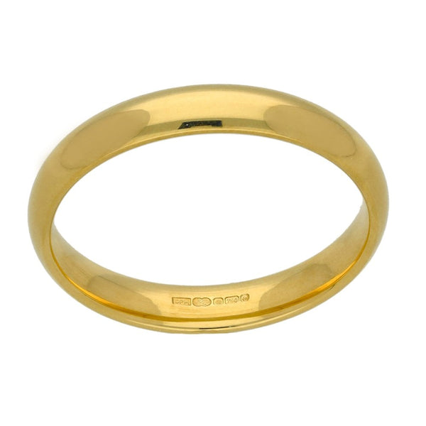 18ct Yellow Gold 3mm Court Shape Wedding Ring - Size M - 3.5g