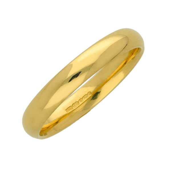 18ct Yellow Gold 3mm Court Shape Wedding Ring - Size M - 3.5g
