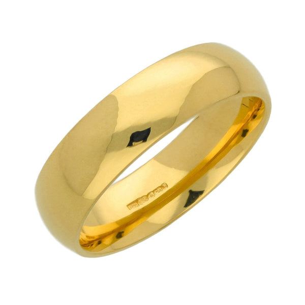 18ct Yellow Gold 6mm Court Shape Wedding Ring - Size U - 10.6g