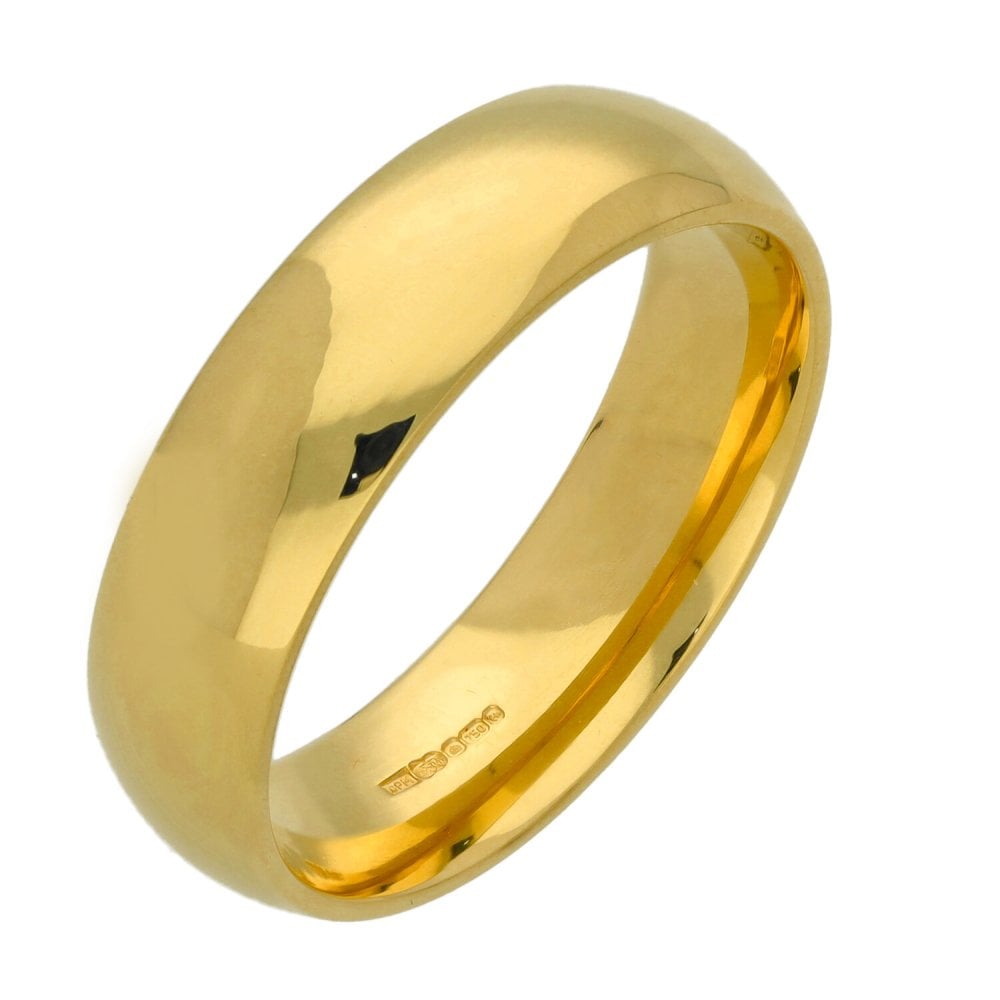 18ct Yellow Gold 6mm Court Shape Wedding Ring - Size U - 10.6g