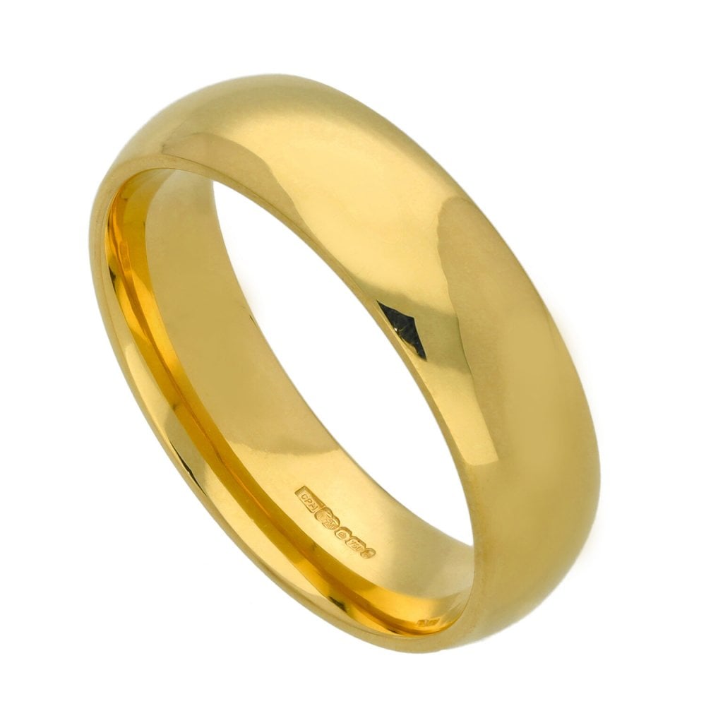 18ct Yellow Gold 6mm Court Shape Wedding Ring - Size U - 10.6g