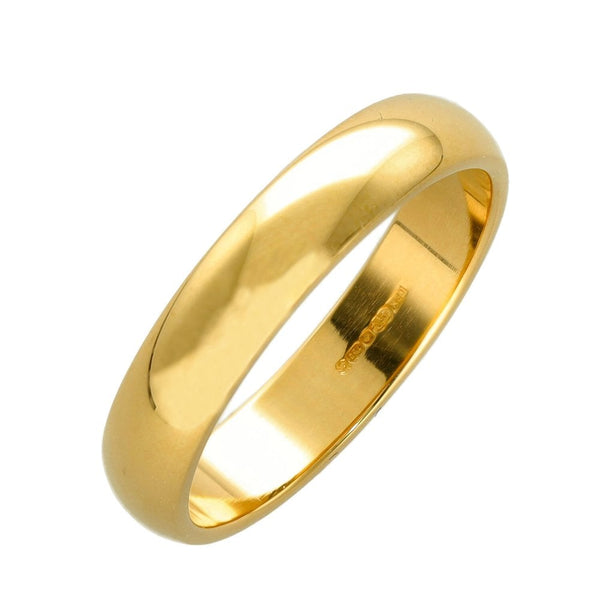 Ladies 18ct Yellow Gold 4mm D-Shape Wedding Ring - Size P