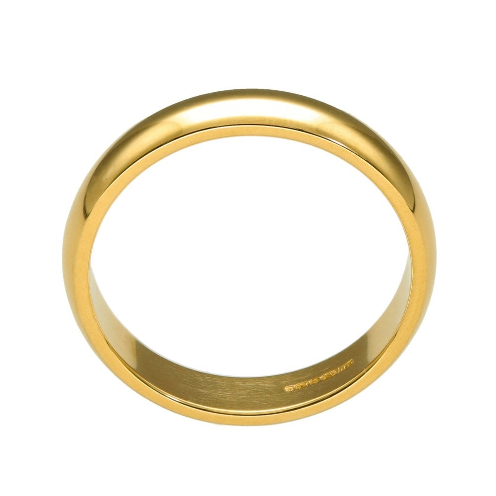 Ladies 18ct Yellow Gold 4mm D-Shape Wedding Ring - Size P