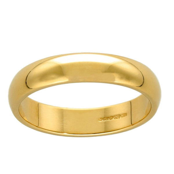 Ladies 18ct Yellow Gold 4mm D-Shape Wedding Ring - Size P
