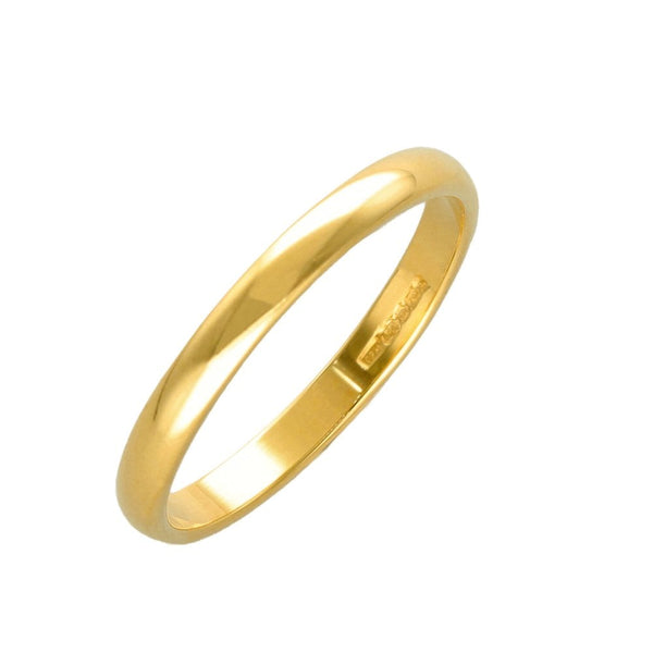 Ladies 18ct Yellow Gold 2mm D-Shape Wedding Ring - Size K
