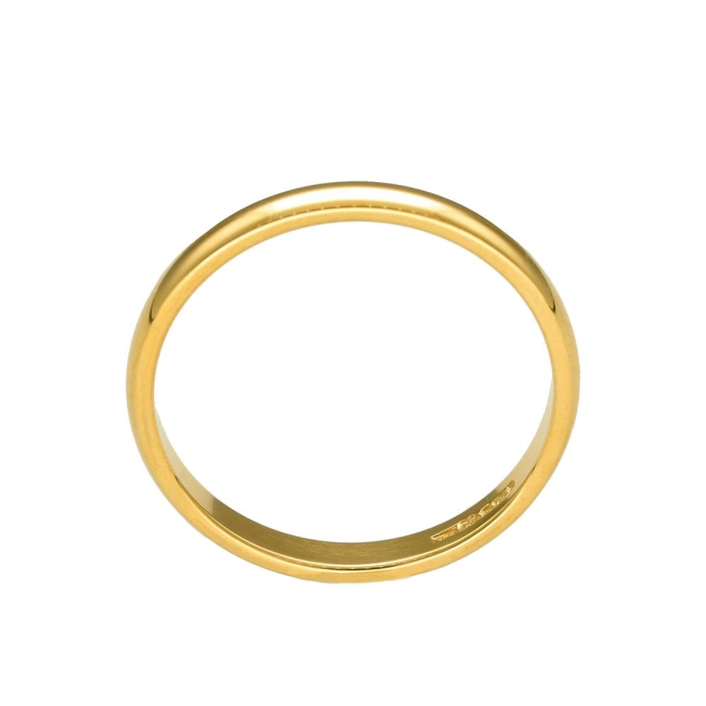Ladies 18ct Yellow Gold 2mm D-Shape Wedding Ring - Size K