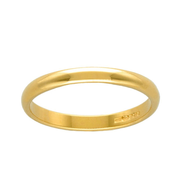 Ladies 18ct Yellow Gold 2mm D-Shape Wedding Ring - Size K