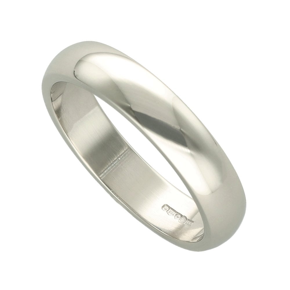 4mm Platinum D-Shape Wedding Ring - Size N½