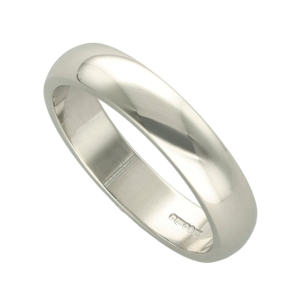 4mm Platinum D-Shape Wedding Ring - Size N½