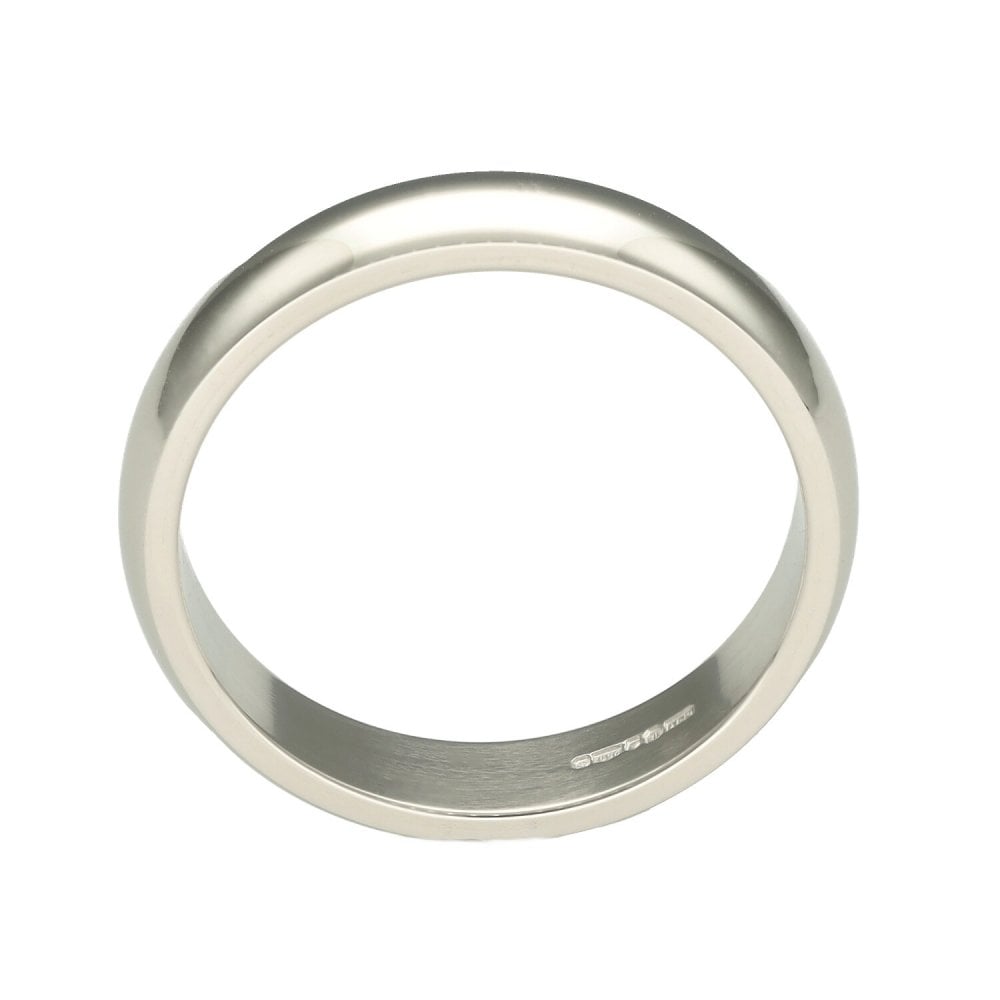 4mm Platinum D-Shape Wedding Ring - Size N½