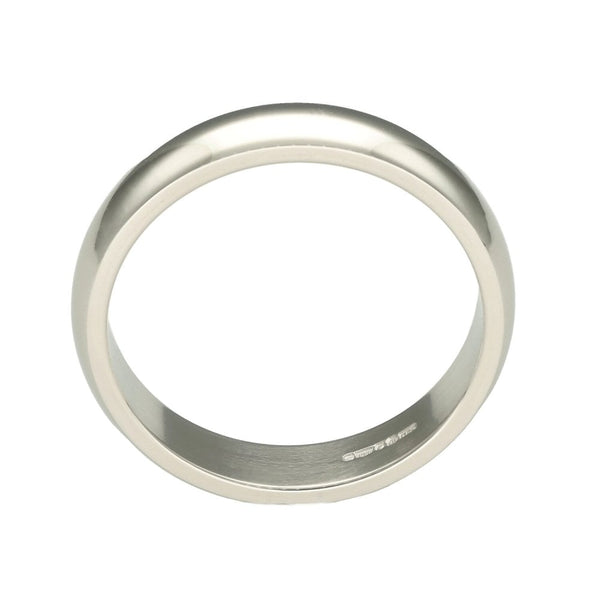 4mm Platinum D-Shape Wedding Ring - Size N½
