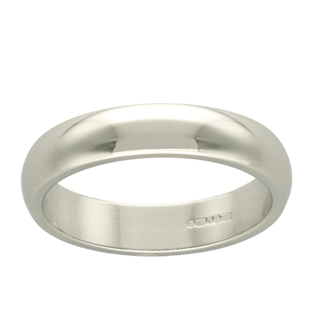 4mm Platinum D-Shape Wedding Ring - Size N½