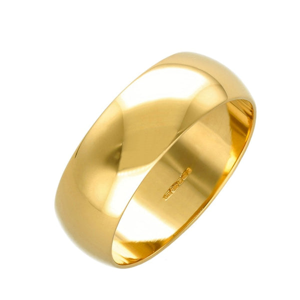 18ct Yellow Gold D Shape 8mm Wedding Ring 10.30g