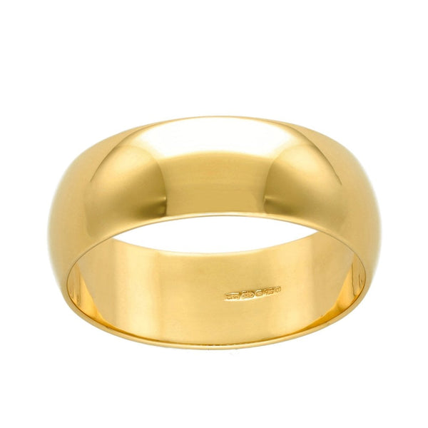 18ct Yellow Gold D Shape 8mm Wedding Ring 10.30g