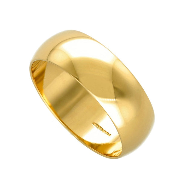 18ct Yellow Gold D Shape 8mm Wedding Ring 10.30g