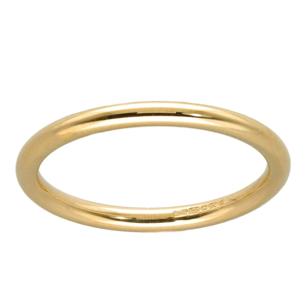 Ladies 9ct Yellow Gold 2mm Halo Wedding Ring - Size O