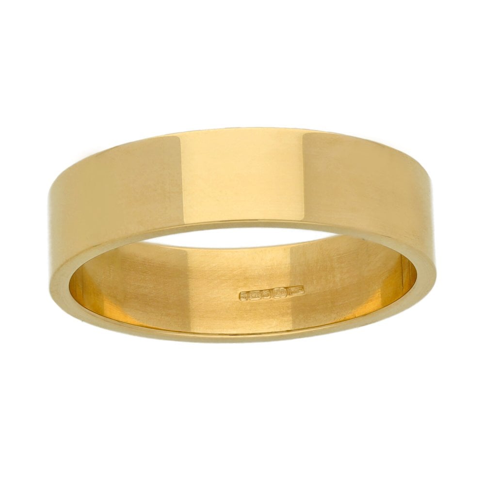 9ct Yellow Gold 6mm Flat Wedding Ring - Size Y - 6.6g