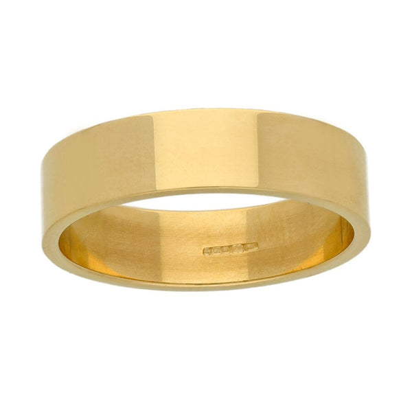9ct Yellow Gold 6mm Flat Wedding Ring - Size Y - 6.6g