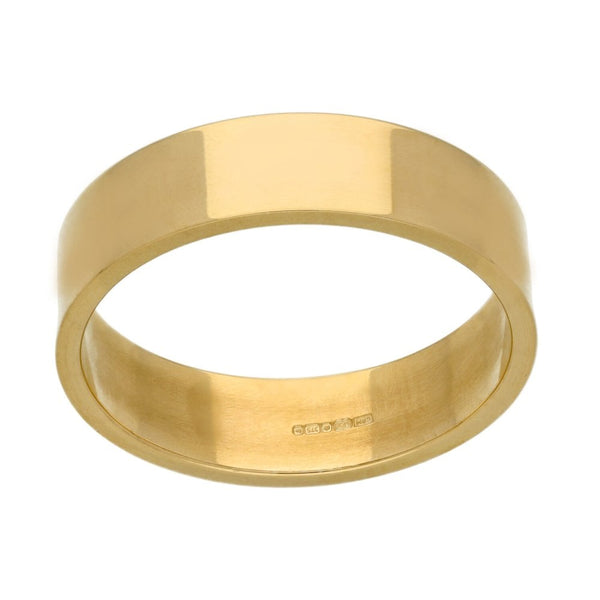 9ct Yellow Gold 6mm Flat Wedding Ring - Size Y - 6.6g