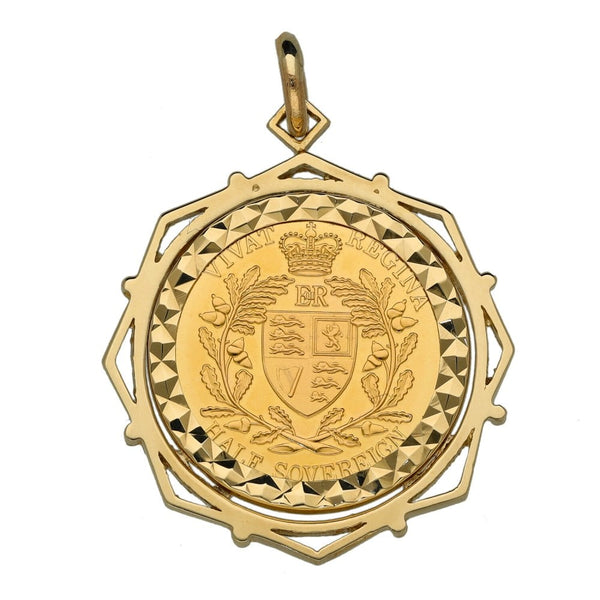 2010 Yellow Gold Half Sovereign Coin Pendant - 6.8g