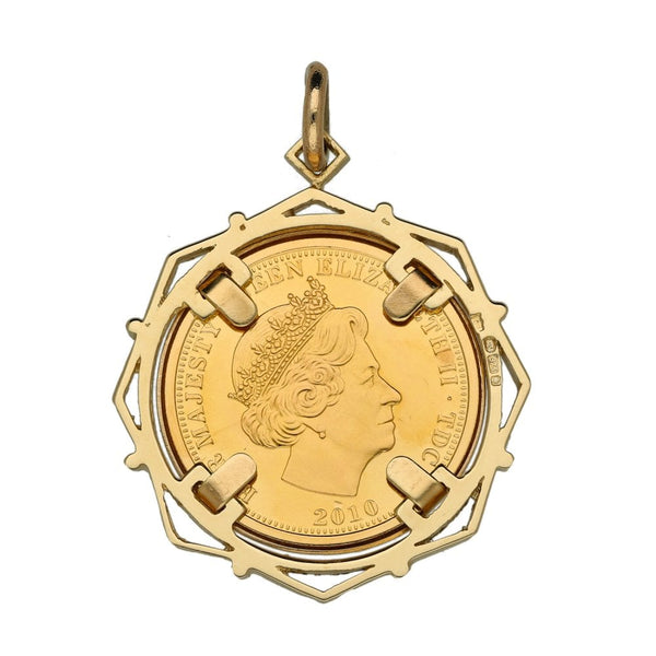 2010 Yellow Gold Half Sovereign Coin Pendant - 6.8g