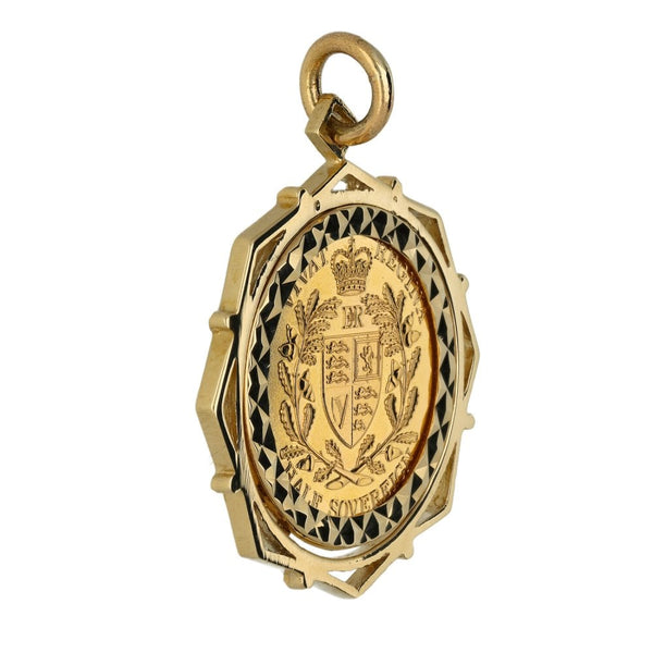 2010 Yellow Gold Half Sovereign Coin Pendant - 6.8g