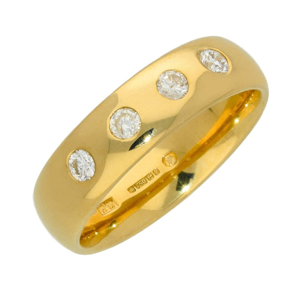 Ladies 18ct Yellow Gold 0.25ct Diamond Set Ring - Size P