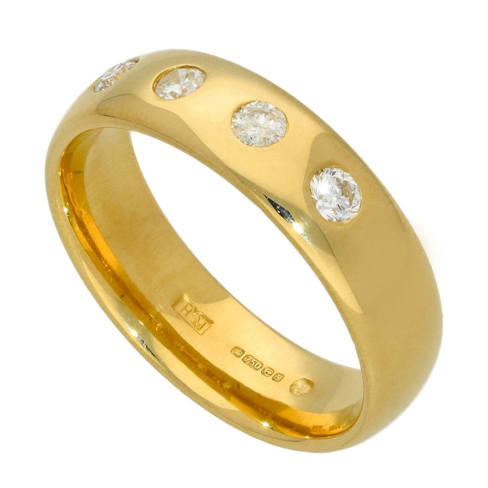 Ladies 18ct Yellow Gold 0.25ct Diamond Set Ring - Size P