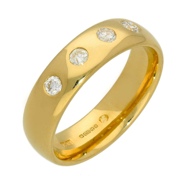 Ladies 18ct Yellow Gold 0.25ct Diamond Set Ring - Size P