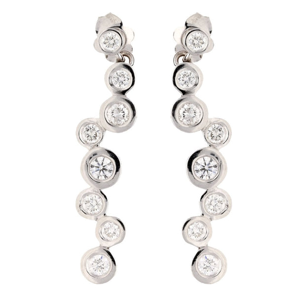 18ct White Gold Diamond Drop Earrings - 1.34ct