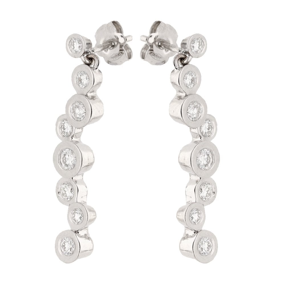 18ct White Gold Diamond Drop Earrings - 1.34ct