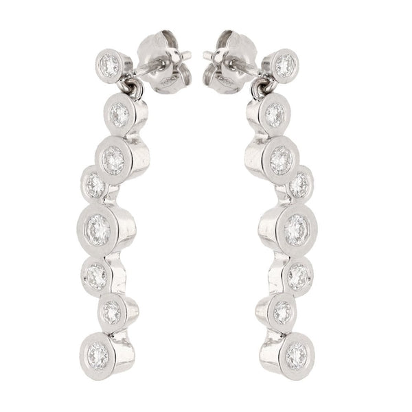 18ct White Gold Diamond Drop Earrings - 1.34ct