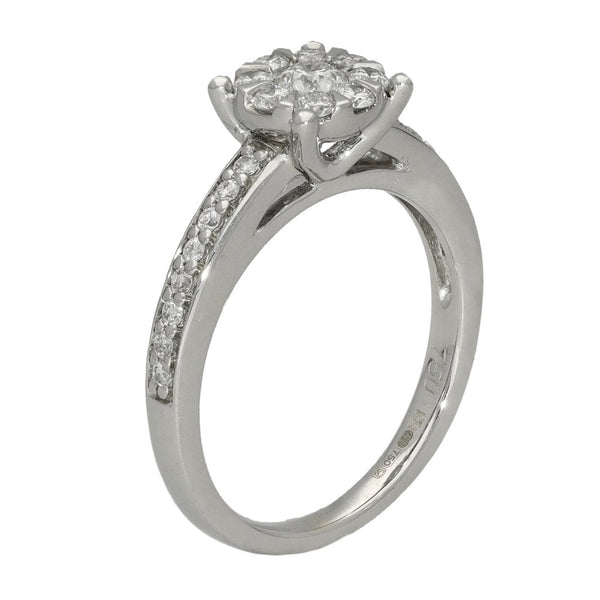 Ladies 18ct White Gold 0.50ct Diamond Cluster Ring - Size K