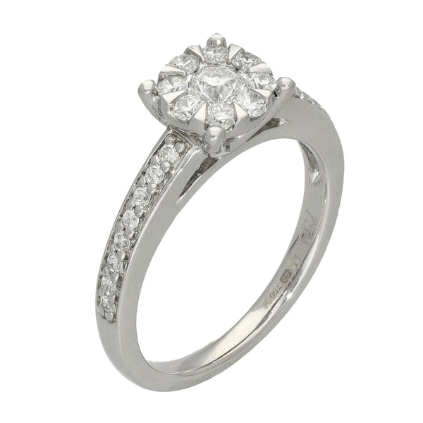 Ladies 18ct White Gold 0.50ct Diamond Cluster Ring - Size K