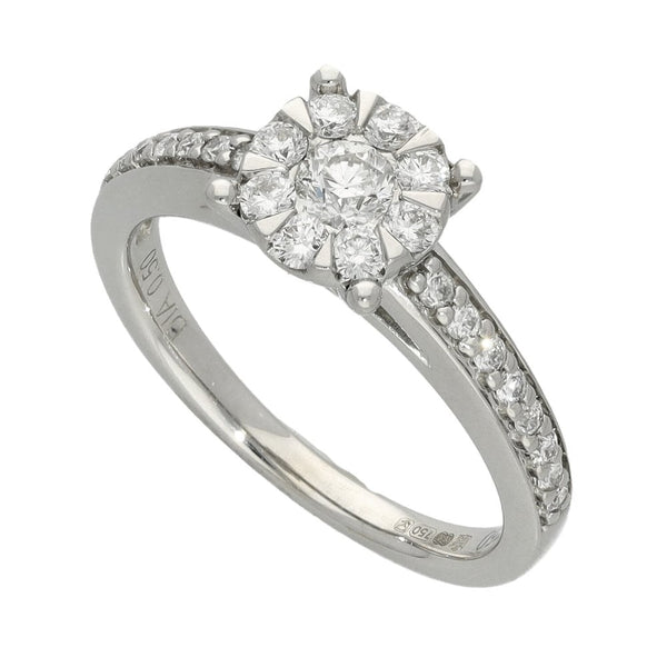 Ladies 18ct White Gold 0.50ct Diamond Cluster Ring - Size K