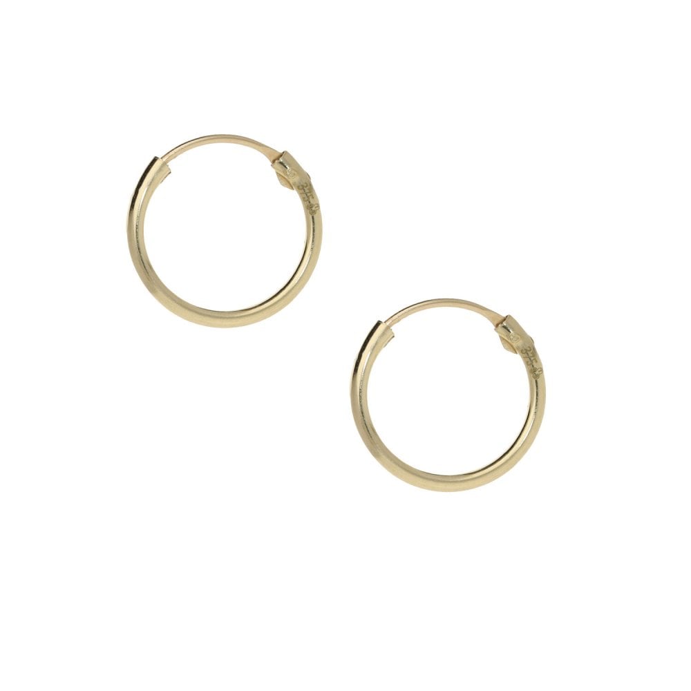 9ct Yellow Gold Small 12mm Sleeper Earrings