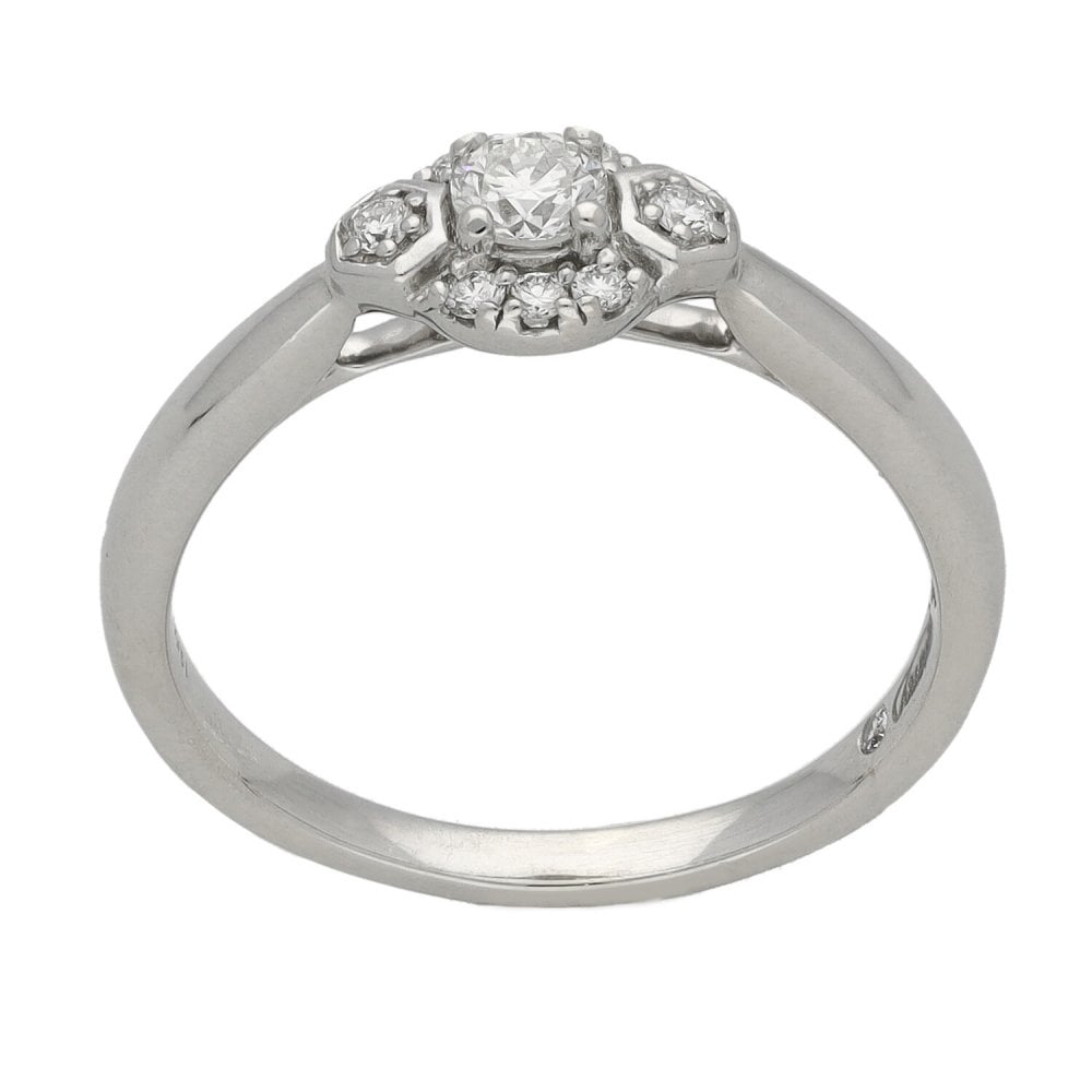 Ladies 9ct White Gold Certified Emmy Diamond Cluster Ring
