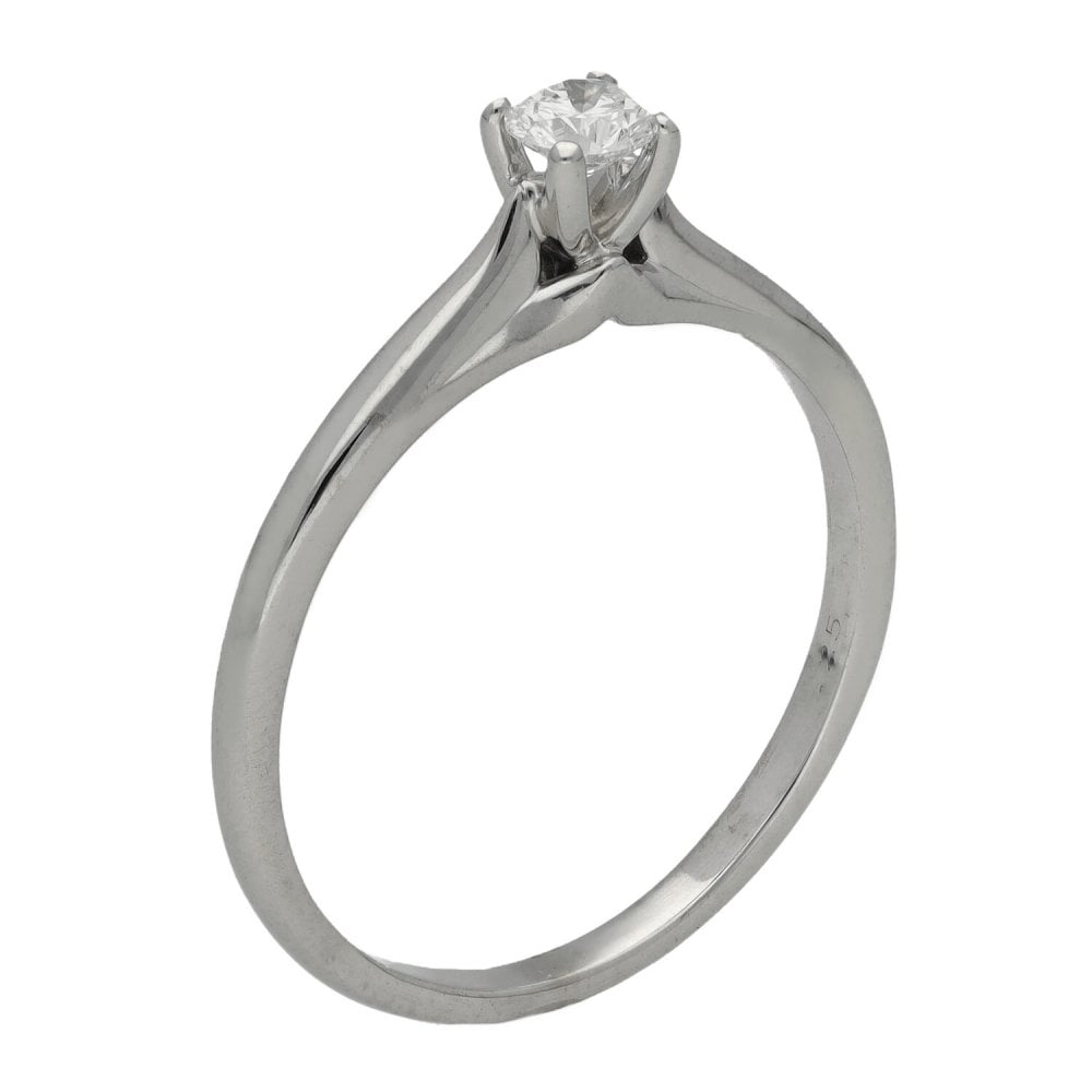 Ladies 18ct White Gold Certified Diamond Engagement Ring