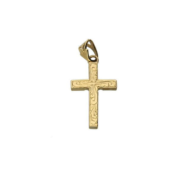 9ct Yellow Gold Small Patterned Cross - 3.7g