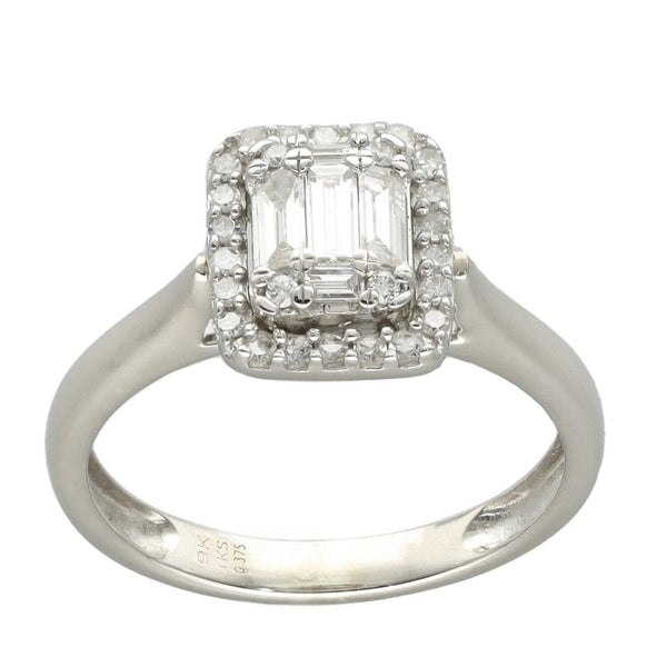 9ct White Gold Diamond Halo Cluster Ring - 0.43ct