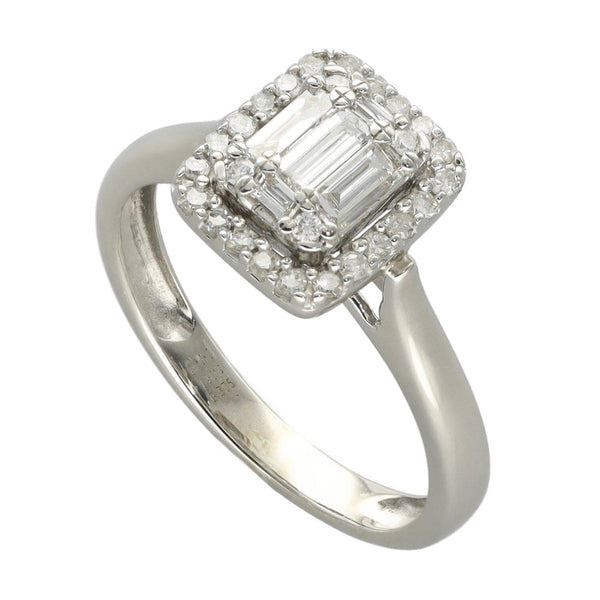 9ct White Gold Diamond Halo Cluster Ring - 0.43ct